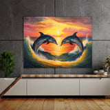 Dolphin Romantic Dreamy Sunset 17 Wall Art