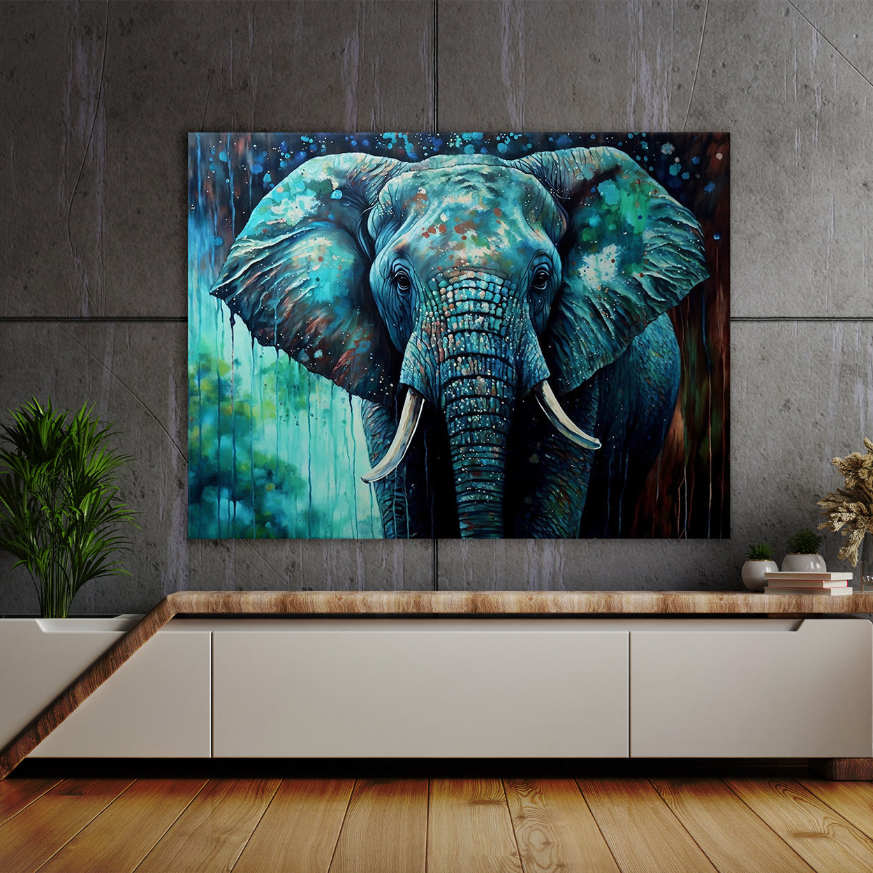 Elephant Colorful Background 9 Wall Art