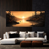 Lake Peaceful Golden Hues 57 Wall Art