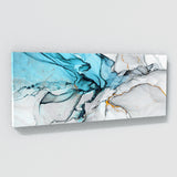 Marble Abstract Blue Gold Panoramic Wall Art