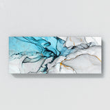 Marble Abstract Blue Gold Panoramic Wall Art