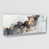 Marble Abstract Grey Gold Panoramic Wall Art