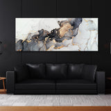 Marble Abstract Grey Gold Panoramic Wall Art