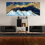 Marble Abstract Light Blue Gold Wall Art