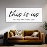 This Is Us Family Names White Wall Art