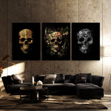 Skull Gold Silver Flowers Wall Art