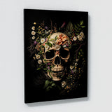 Skull Gold Silver Flowers Wall Art