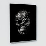 Skull Gold Silver Flowers Wall Art