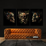 Skull Vintage Flowers Wall Art