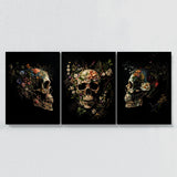 Skull Vintage Flowers Wall Art