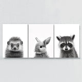 Nursery Baby Hedgehog Rabbit Raccoon 2 Wall Art