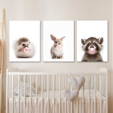 Nursery Baby Hedgehog Rabbit Raccoon 5 Wall Art