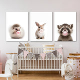 Nursery Baby Hedgehog Rabbit Raccoon 5 Wall Art