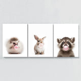 Nursery Baby Hedgehog Rabbit Raccoon 5 Wall Art