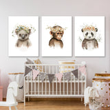 Nursery Baby Koala Monkey Panda 4 Wall Art