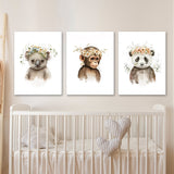 Nursery Baby Koala Monkey Panda 4 Wall Art