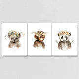 Nursery Baby Koala Monkey Panda 4 Wall Art