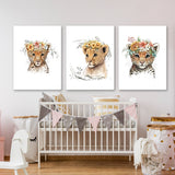 Nursery Baby Leopard Lion Tiger 4 Wall Art