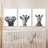 Nursery Elephant Giraffe Zebra 2 Wall Art