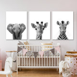 Nursery Elephant Giraffe Zebra 2 Wall Art