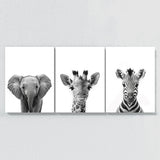 Nursery Elephant Giraffe Zebra 2 Wall Art