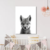 Nursery Baby Wolf Black White 203 Wall Art