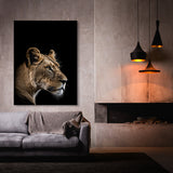 Animal Black Lioness Head 148 Wall Art