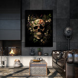 Skull Vintage Skull Flowers 58 Wall Art