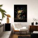 Skull Vintage Skull Flowers 68 Wall Art